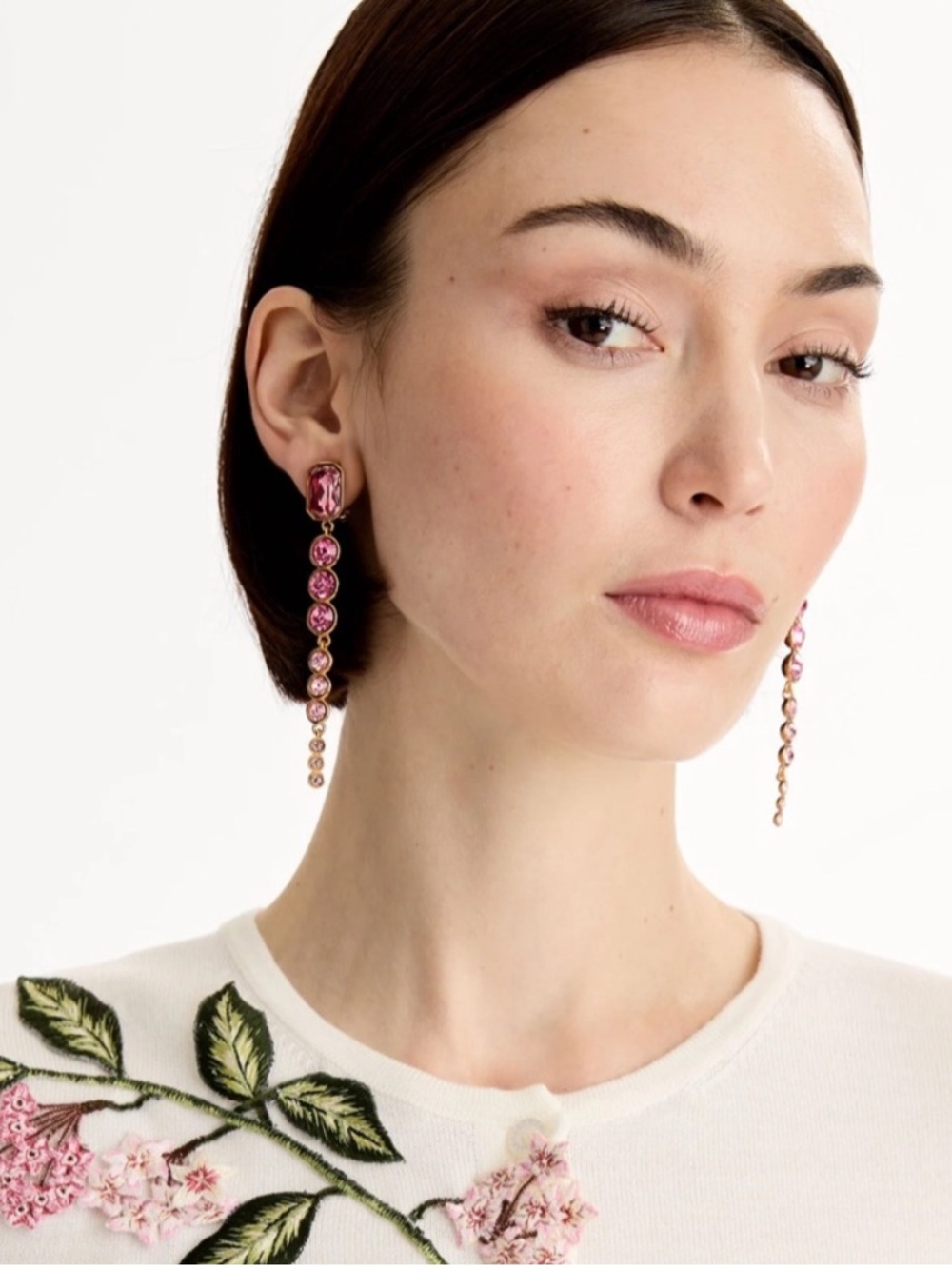 Oscar de la Renta • Tapered Crystals CZ Drop Clip on Earring - Picture 1 of 16